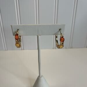 Gold Hinge Back Hoop Earrings Rust Gold 1" Diameter